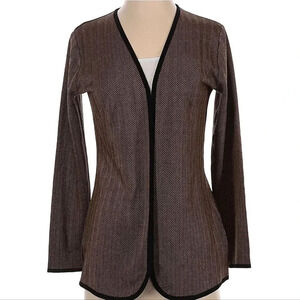 Exclusively Misook Petites Open Cardigan Brown Black in Size XXS